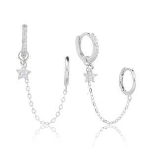 עגיל חישוק כפול-׳כוכב׳-zsi097-1 עם שרשרת