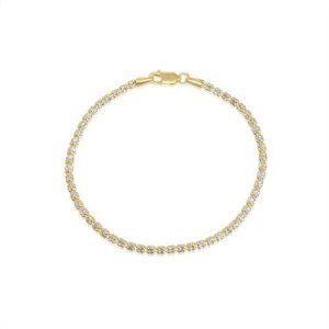 צמיד אייס איטלקי 3 שורות בחיתוך לייזר - זהב משולב כסף ISI003-8